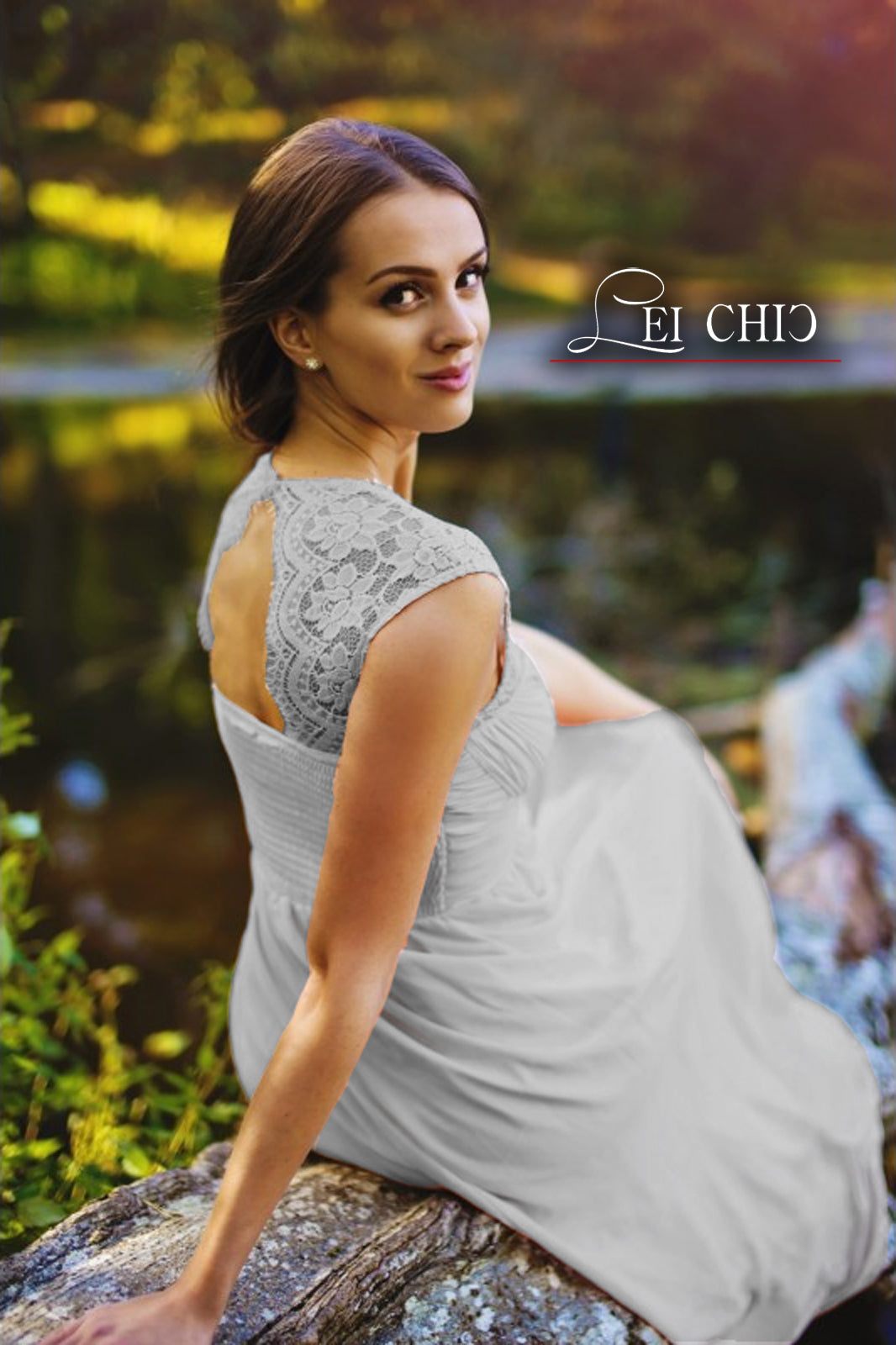 abito impero grigio chiaro chiffon