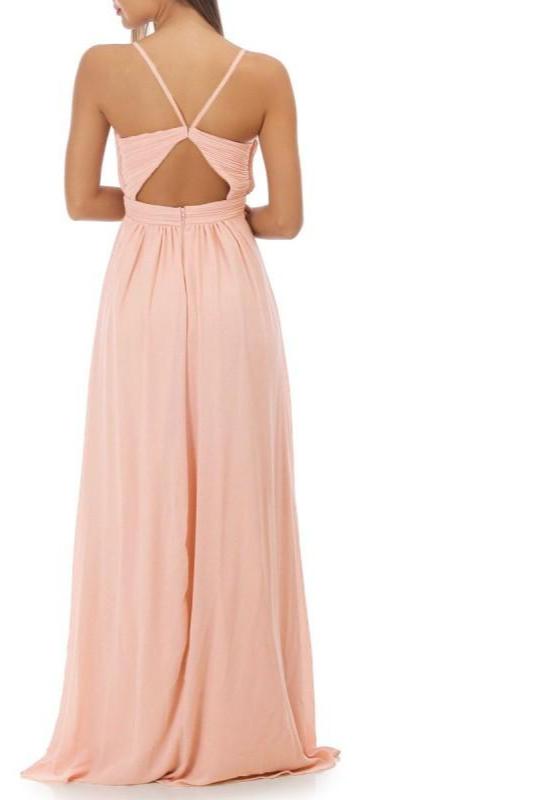 abito lungo rosa cipria pesco in chiffon