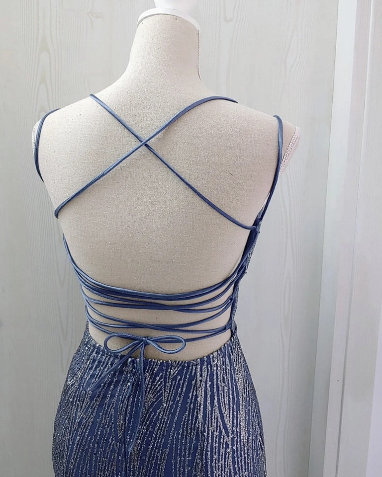 abito sirena brillantinato blu navy