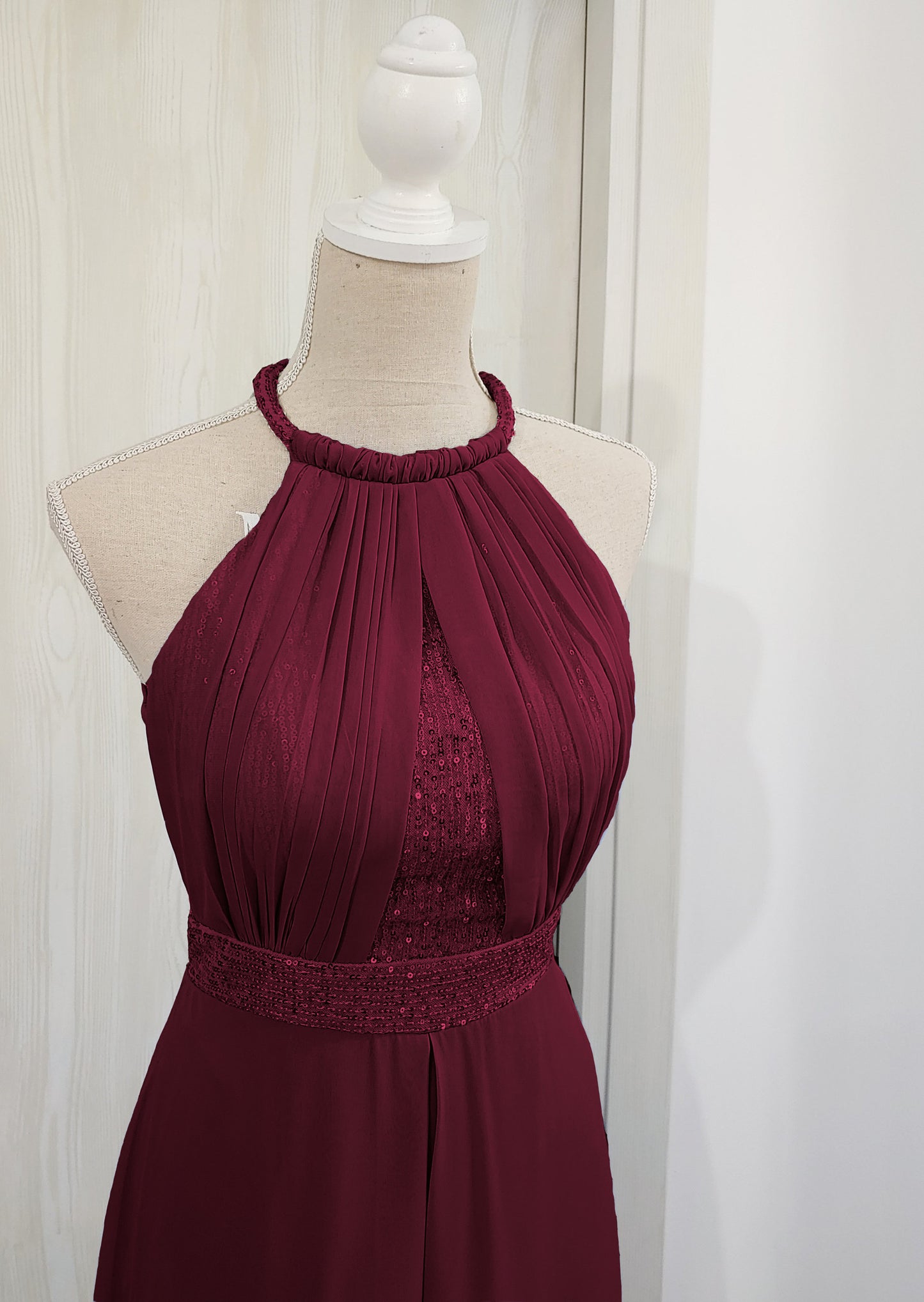 tutone a palazzo bordeaux pailletes chiffon