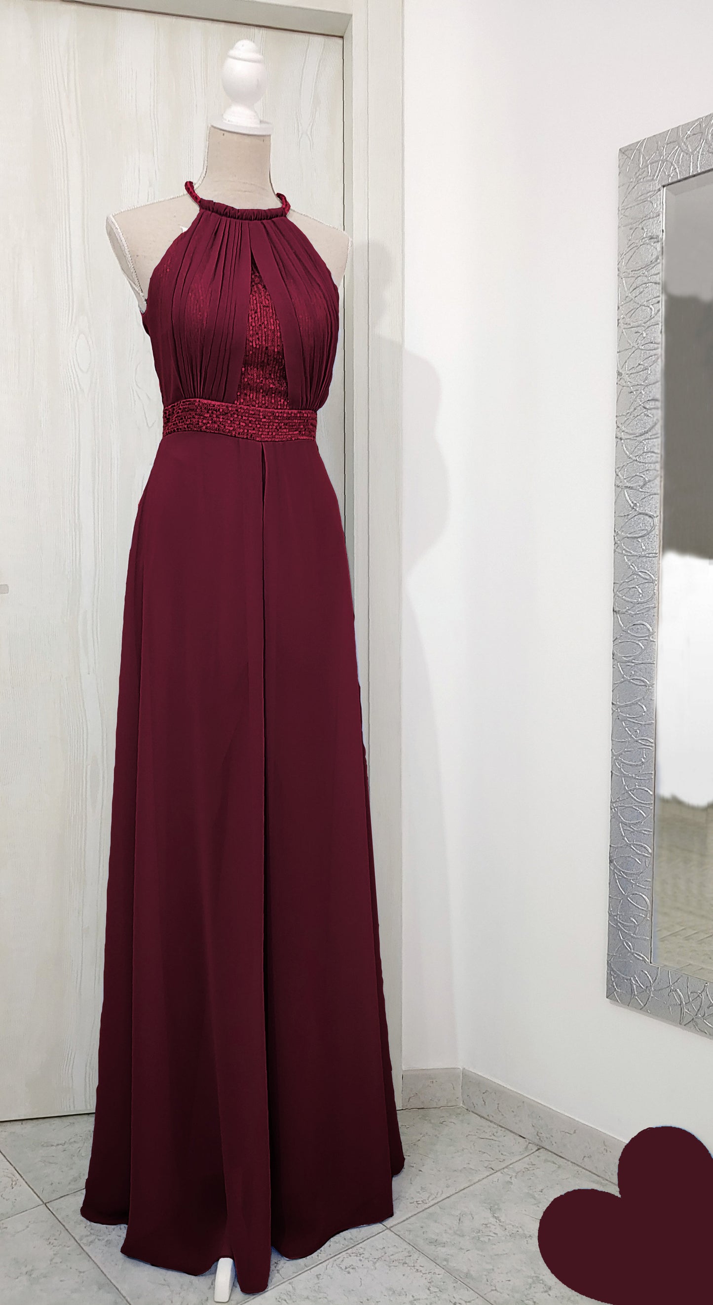 tutone a palazzo bordeaux pailletes chiffon